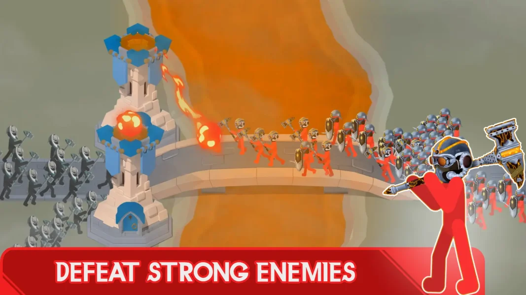 Player defeating strong enemies in War of Sticks gameplay screenshot